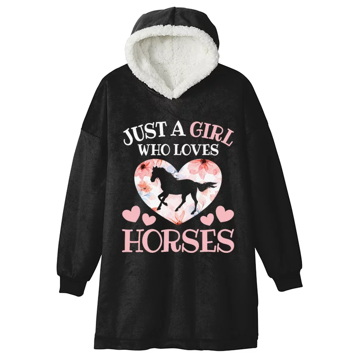 Just A Girl Who Loves Horses Horseback Riding Hooded Wearable Blanket