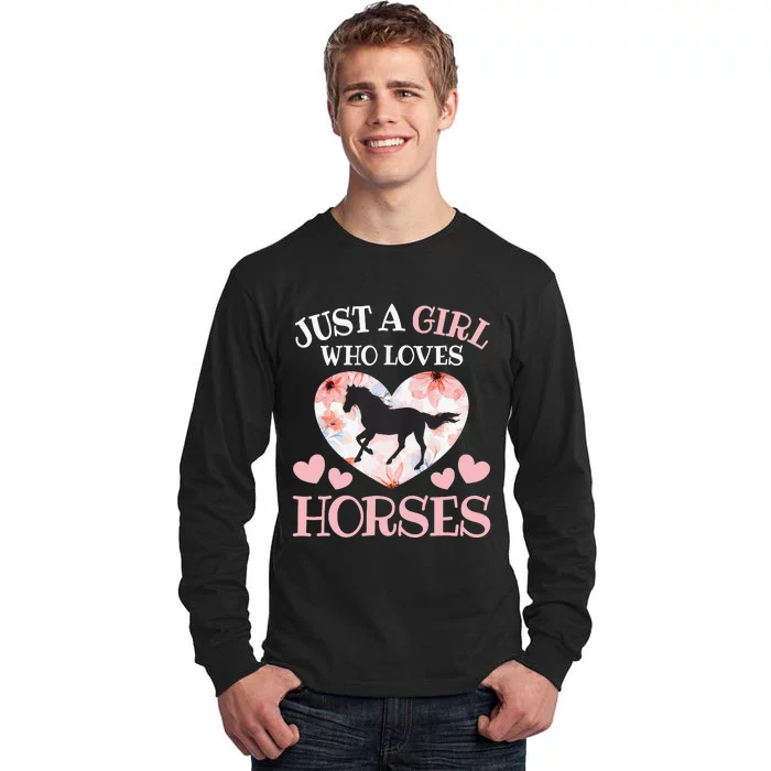 Just A Girl Who Loves Horses Horseback Riding Tall Long Sleeve T-Shirt