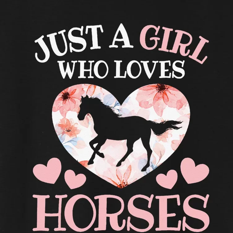 Just A Girl Who Loves Horses Horseback Riding Women's Crop Top Tee