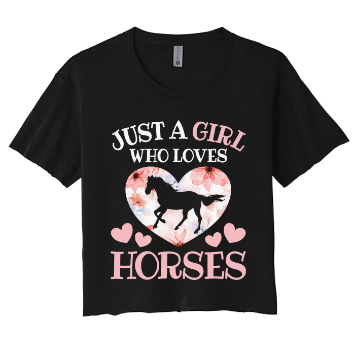 Just A Girl Who Loves Horses Horseback Riding Women's Crop Top Tee