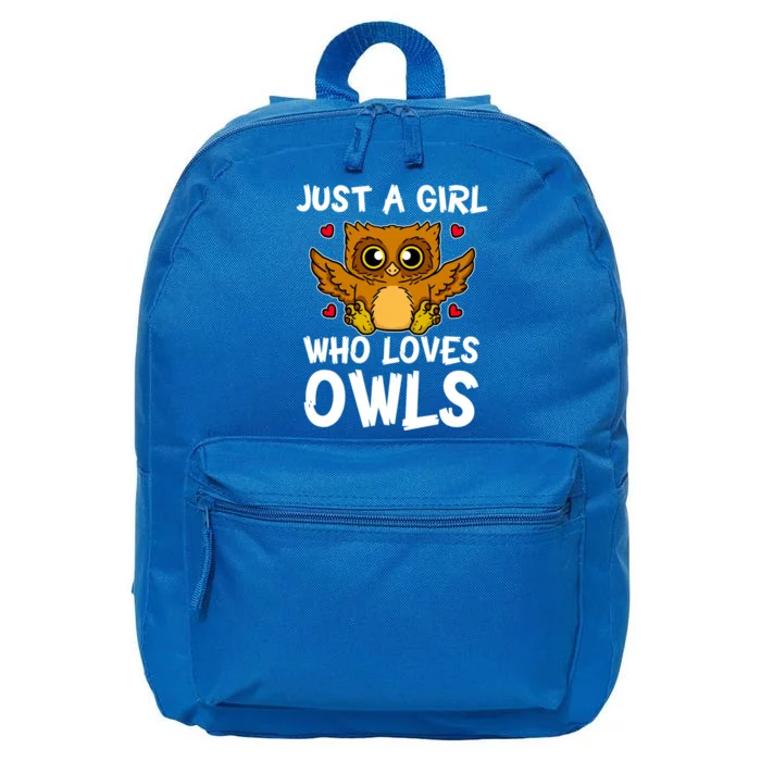 Just A Girl Who Loves Owls Cute Night Owl Costume Gift 16 in Basic Backpack