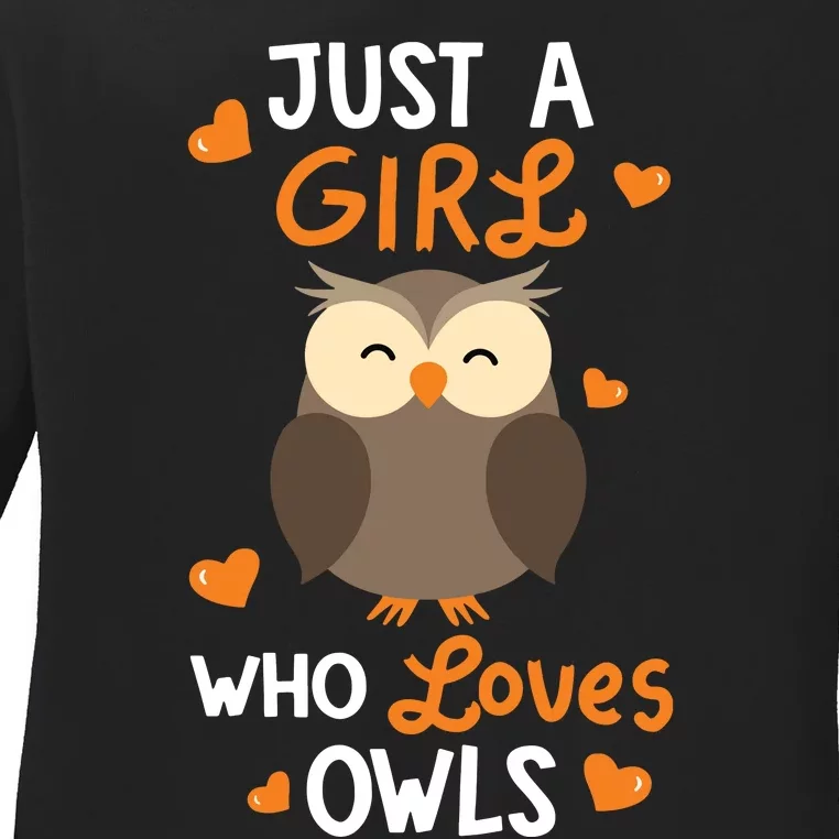 Just A Girl Who Loves Owls Cute Owl Lover Gifts Ladies Long Sleeve Shirt