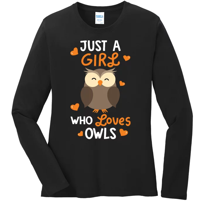 Just A Girl Who Loves Owls Cute Owl Lover Gifts Ladies Long Sleeve Shirt