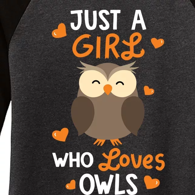 Just A Girl Who Loves Owls Cute Owl Lover Gifts Women's Tri-Blend 3/4-Sleeve Raglan Shirt