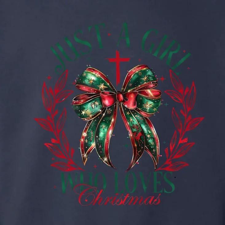 Just A Girl Who Loves Chrsitmas Coquette Bow Toddler Hoodie