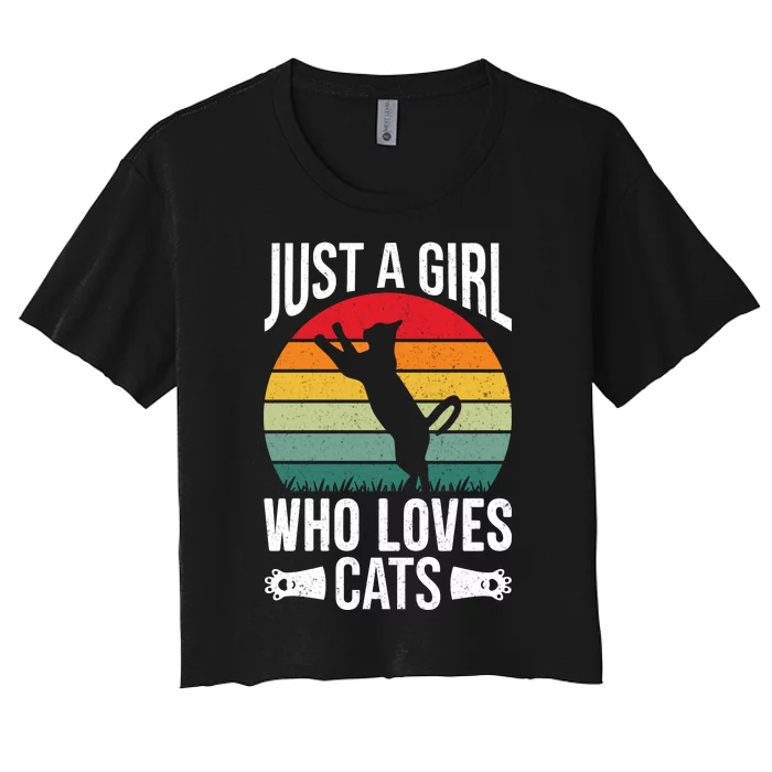 Just A Girl Who Loves Cats Graphic Women's Crop Top Tee