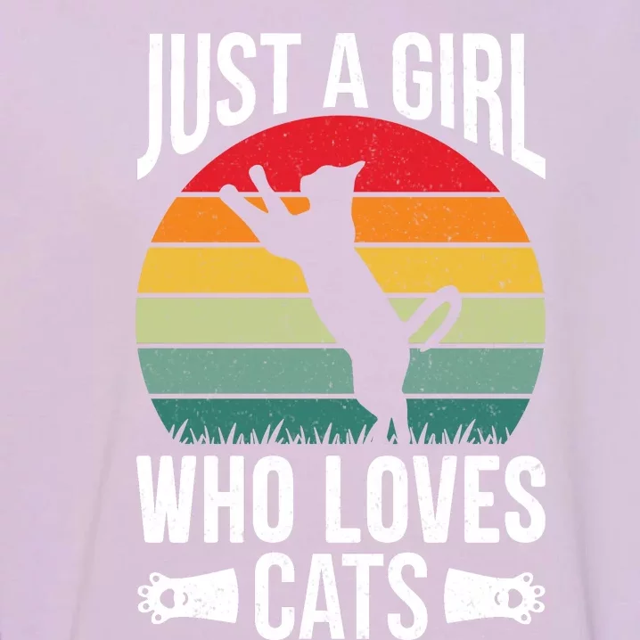 Just A Girl Who Loves Cats Graphic Garment-Dyed Sweatshirt