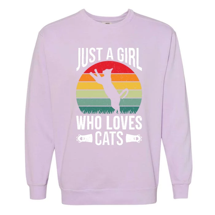 Just A Girl Who Loves Cats Graphic Garment-Dyed Sweatshirt