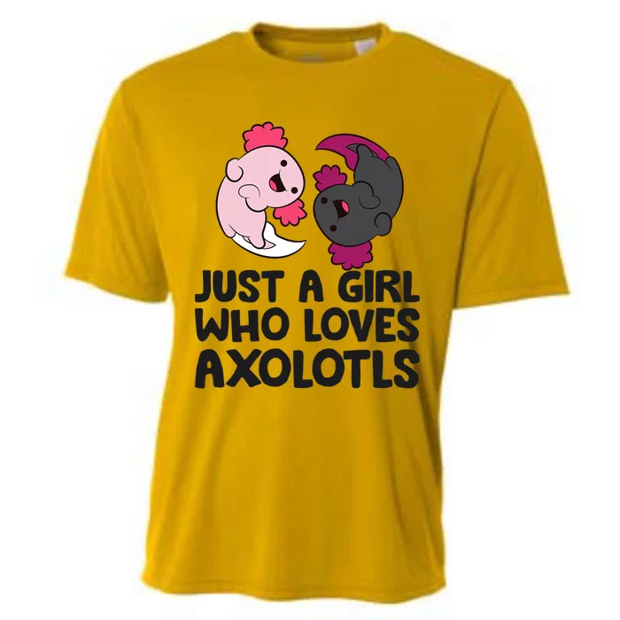 Just A Girl Who Loves Axolotls Pink And Dark Axolotl Cooling Performance Crew T-Shirt