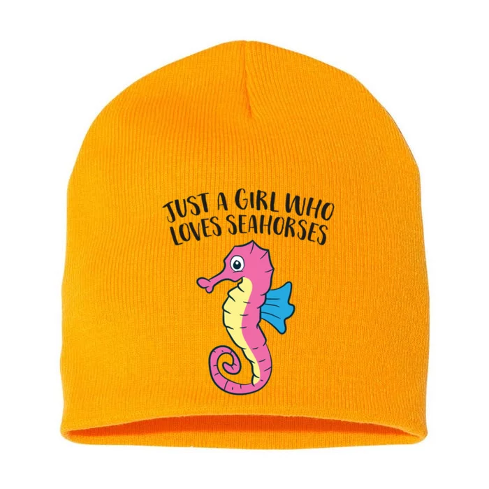 Just A Girl Who Loves Seahorses Funny Seahorse Lover Girl Gift Short Acrylic Beanie