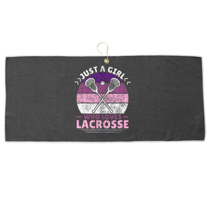 Just A Girl Who Loves Lacrosse Player Lax Lovers Lacrosse Large Microfiber Waffle Golf Towel