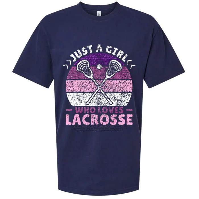 Just A Girl Who Loves Lacrosse Player Lax Lovers Lacrosse Sueded Cloud Jersey T-Shirt