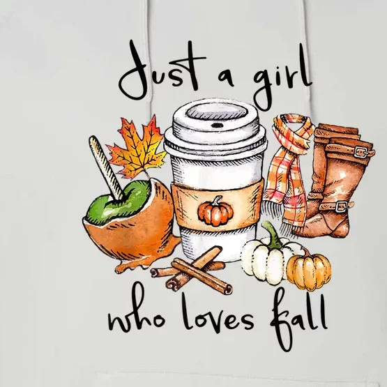 Just A Girl Who Loves Fall Pumpkin Coffee Lover Happy Thankgiving Performance Fleece Hoodie