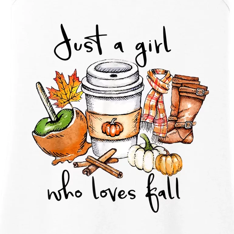 Just A Girl Who Loves Fall Pumpkin Coffee Lover Happy Thankgiving Ladies Essential Tank