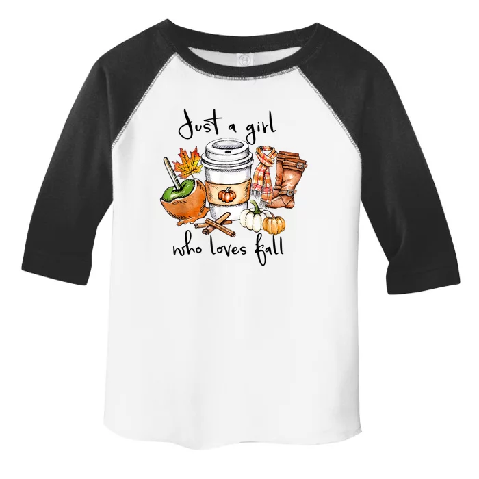 Just A Girl Who Loves Fall Pumpkin Coffee Lover Happy Thankgiving Toddler Fine Jersey T-Shirt