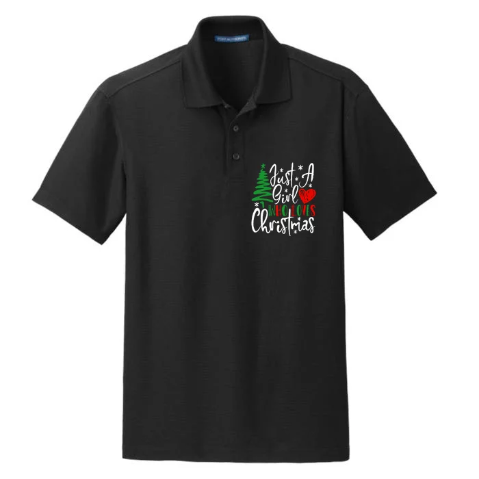 Just A Girl Who Loves Christmas Tree Funny Xmas Wo Dry Zone Grid Performance Polo