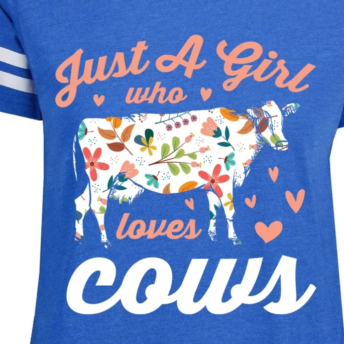 Just A Girl Who Loves Cows Gift Enza Ladies Jersey Football T-Shirt