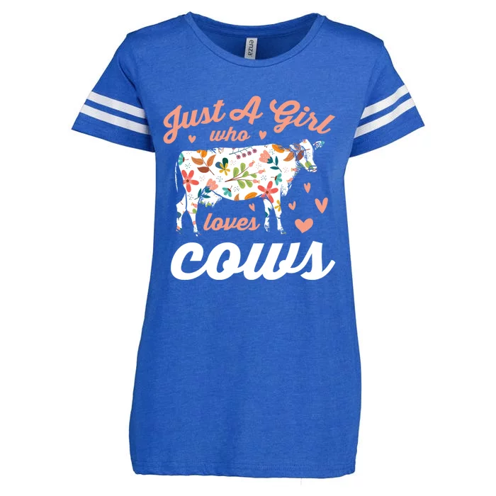 Just A Girl Who Loves Cows Gift Enza Ladies Jersey Football T-Shirt