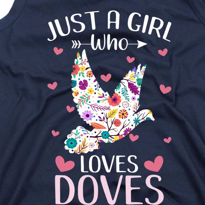 Just A Girl Who Loves Doves Cute Dove Lover Girl Tank Top