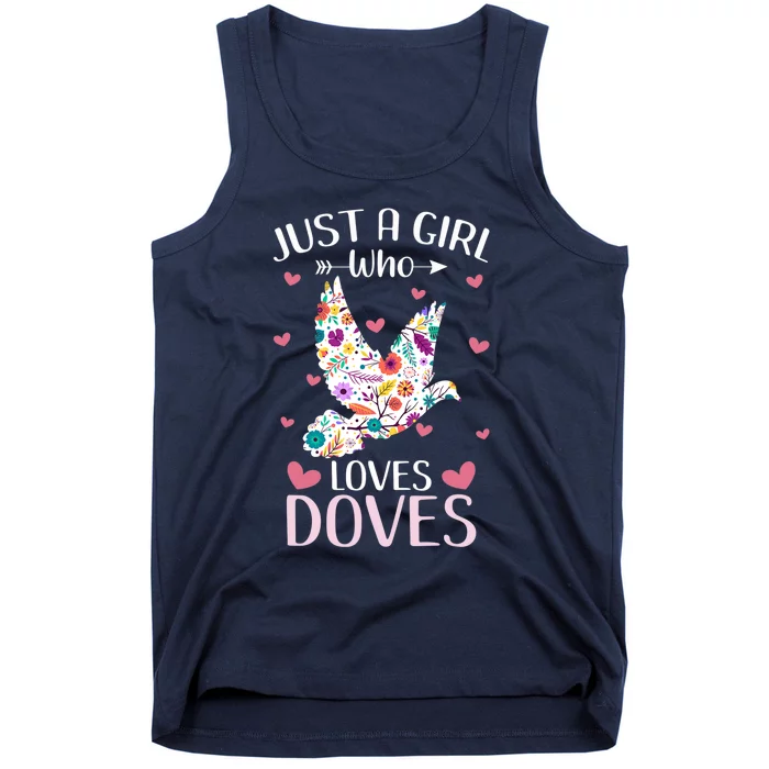 Just A Girl Who Loves Doves Cute Dove Lover Girl Tank Top