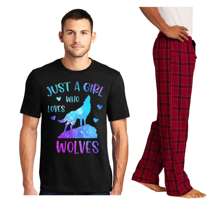 Just A Girl Who Loves Wolves Watercolor Cute Wolf Pajama Set