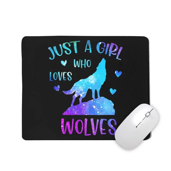 Just A Girl Who Loves Wolves Watercolor Cute Wolf Mousepad