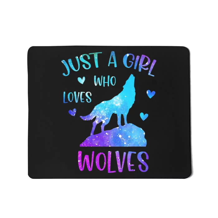 Just A Girl Who Loves Wolves Watercolor Cute Wolf Mousepad