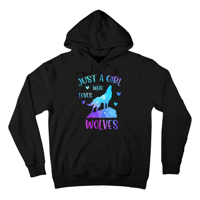 Just A Girl Who Loves Wolves Watercolor Cute Wolf Tall Hoodie