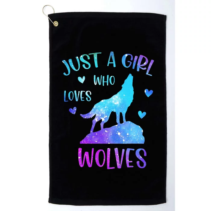 Just A Girl Who Loves Wolves Watercolor Cute Wolf Platinum Collection Golf Towel