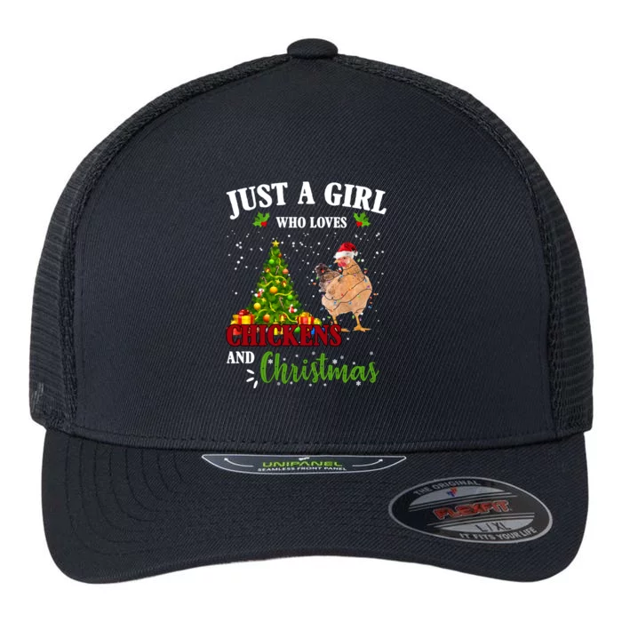 Just A Girl Who Loves Chickens And Christmas Flexfit Unipanel Trucker Cap