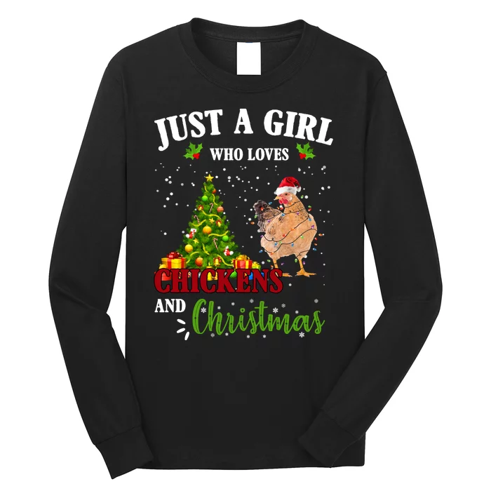 Just A Girl Who Loves Chickens And Christmas Long Sleeve Shirt