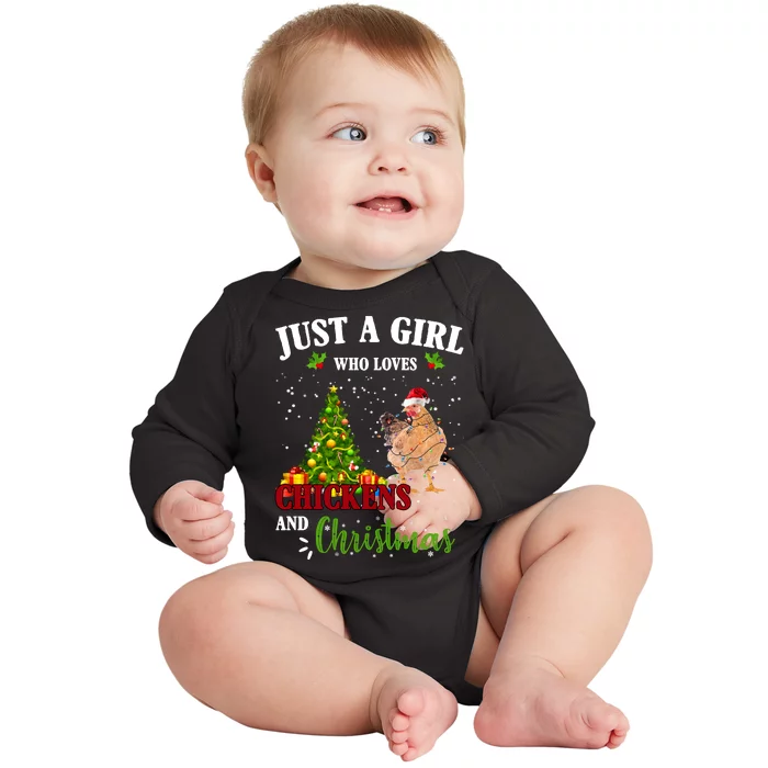 Just A Girl Who Loves Chickens And Christmas Baby Long Sleeve Bodysuit