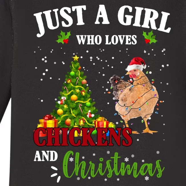 Just A Girl Who Loves Chickens And Christmas Baby Long Sleeve Bodysuit