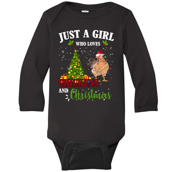 Just A Girl Who Loves Chickens And Christmas Baby Long Sleeve Bodysuit