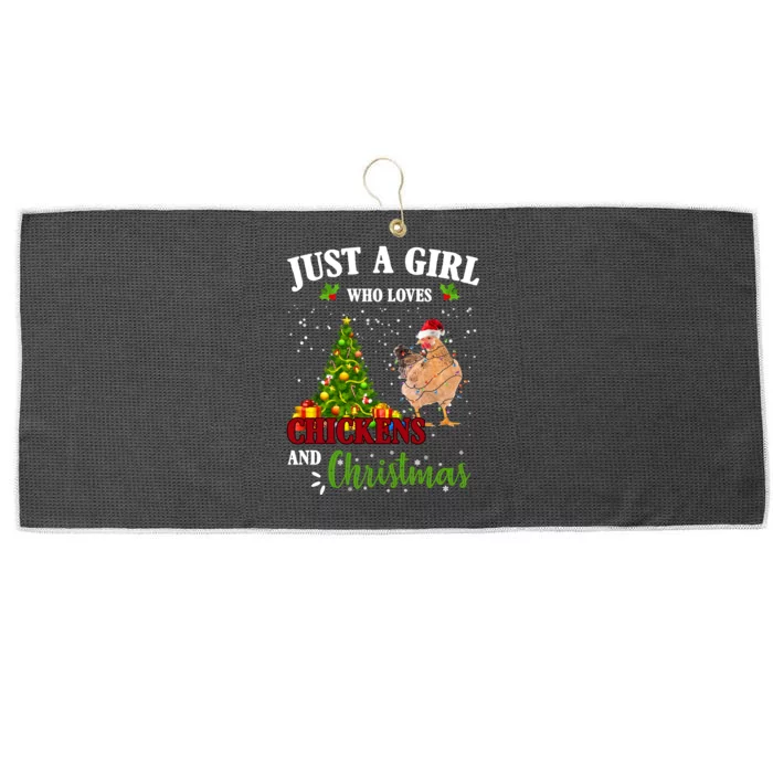 Just A Girl Who Loves Chickens And Christmas Large Microfiber Waffle Golf Towel