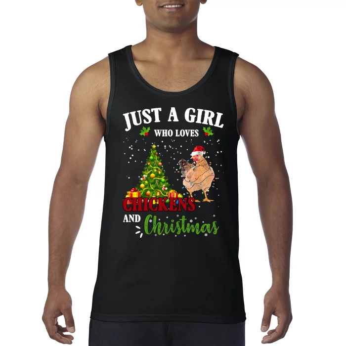 Just A Girl Who Loves Chickens And Christmas Tank Top