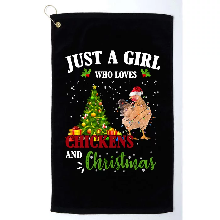 Just A Girl Who Loves Chickens And Christmas Platinum Collection Golf Towel