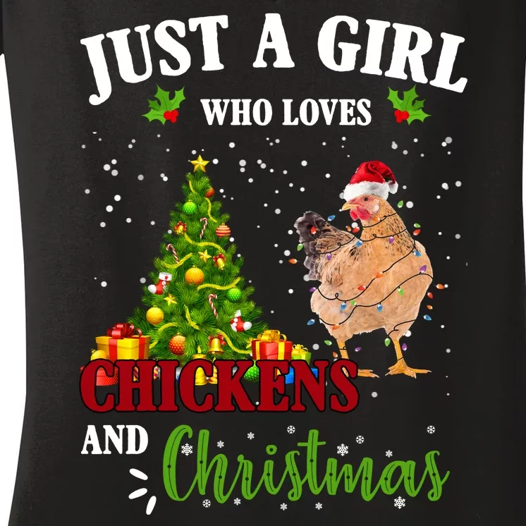 Just A Girl Who Loves Chickens And Christmas Women's V-Neck T-Shirt