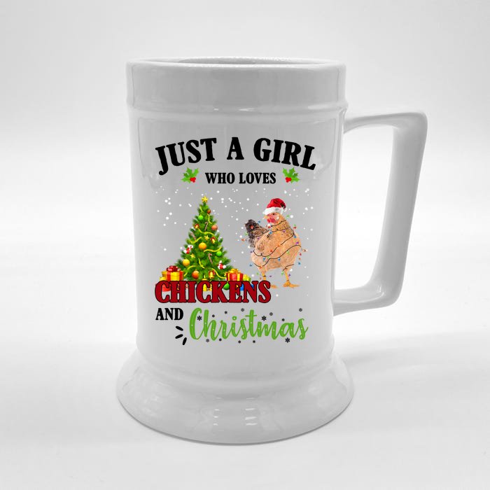 Just A Girl Who Loves Chickens And Christmas Front & Back Beer Stein