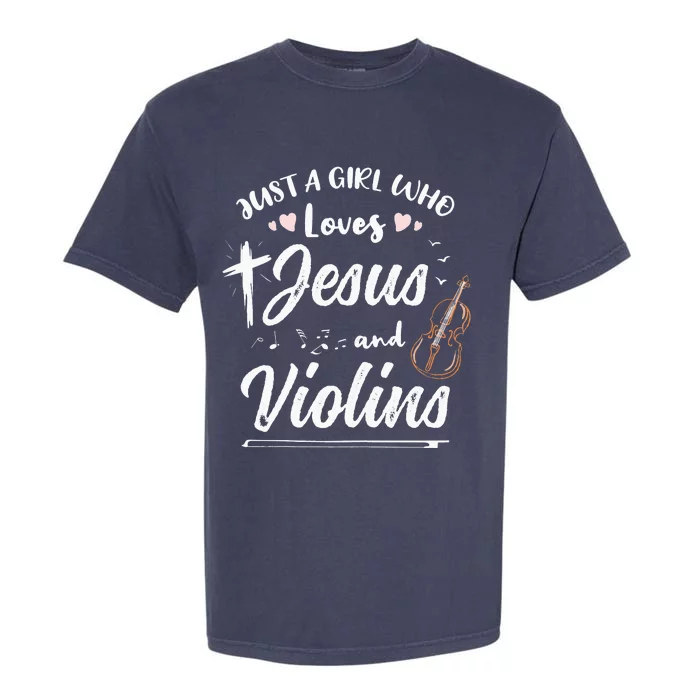 Just A Girl Who Loves Jesus And Violins Garment-Dyed Heavyweight T-Shirt