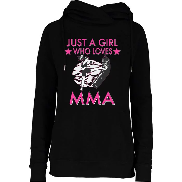 Just A Girl Who Loves MMA Mixed Martial Arts Womens Funnel Neck Pullover Hood