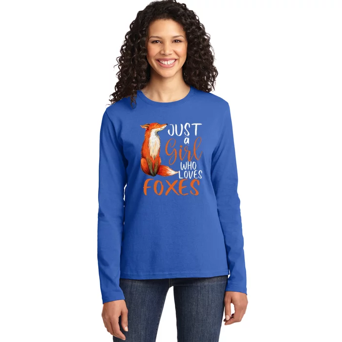 Just A Girl Who Loves Foxes Cute Fox Gift Ladies Long Sleeve Shirt