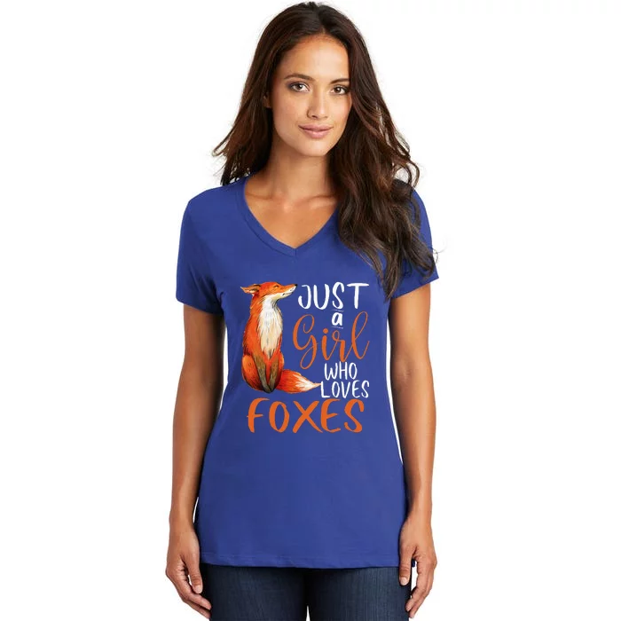 Just A Girl Who Loves Foxes Cute Fox Gift Women's V-Neck T-Shirt