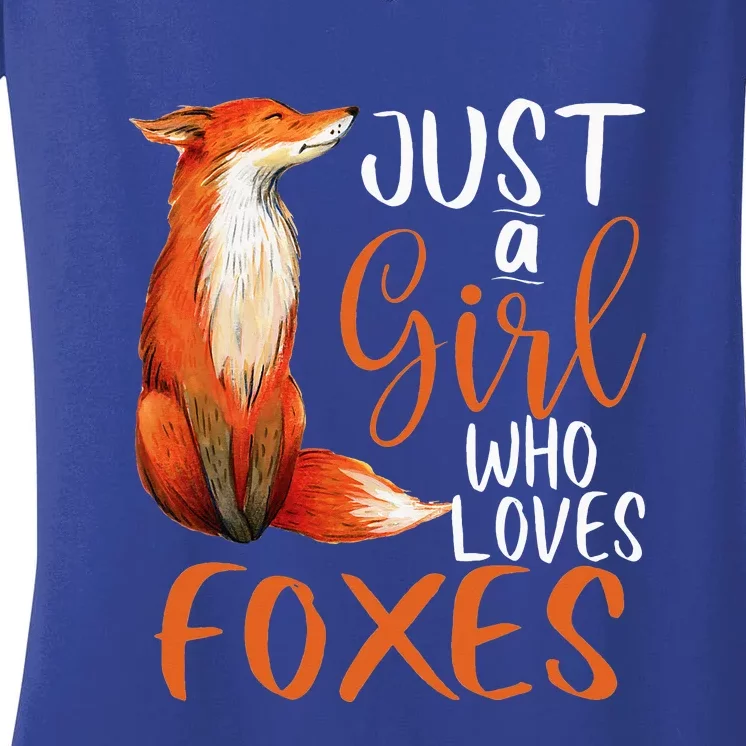 Just A Girl Who Loves Foxes Cute Fox Gift Women's V-Neck T-Shirt