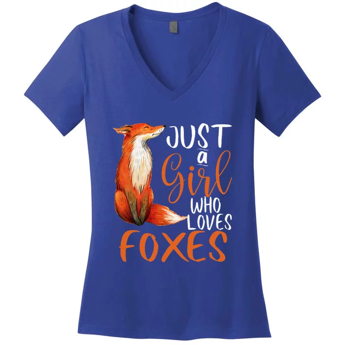 Just A Girl Who Loves Foxes Cute Fox Gift Women's V-Neck T-Shirt