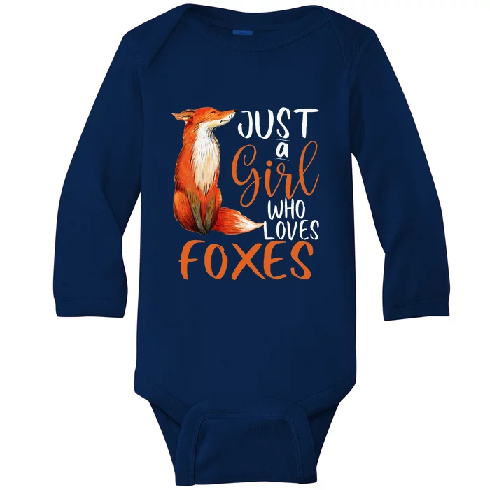 Just A Girl Who Loves Foxes Cute Fox Gift Baby Long Sleeve Bodysuit