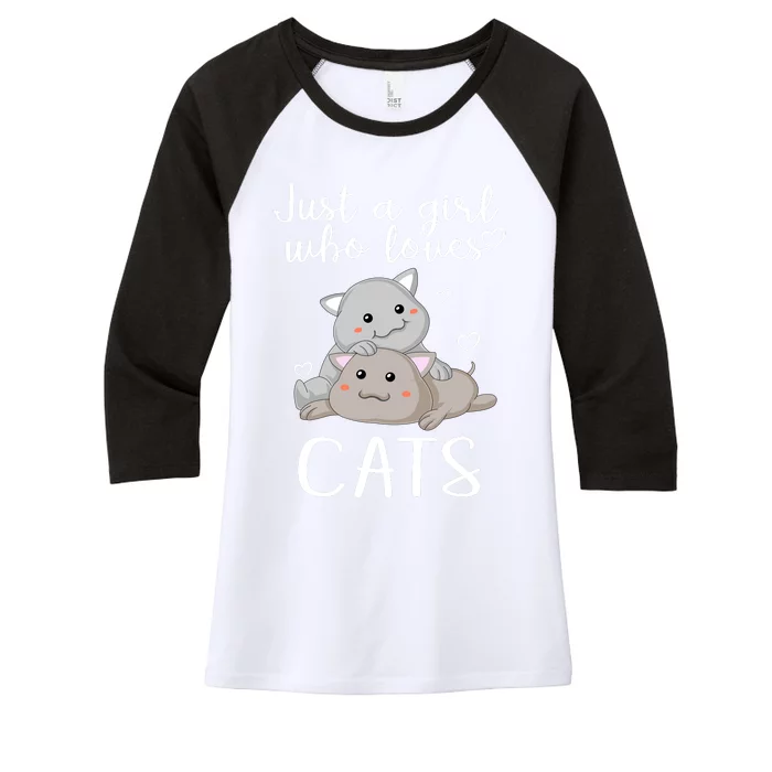 Just A Girl Who Loves Cats Women's Tri-Blend 3/4-Sleeve Raglan Shirt