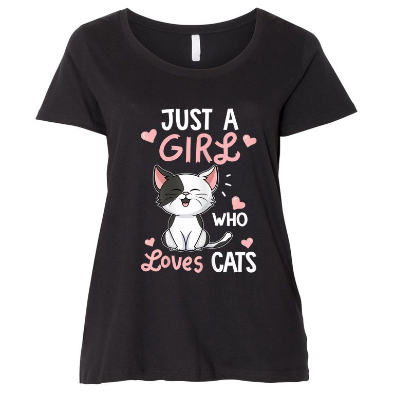 Just A Girl Who Loves Cats Tshirt Cute Cat Lover Women's Plus Size T-Shirt