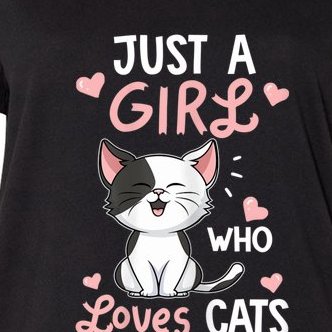 Just A Girl Who Loves Cats Tshirt Cute Cat Lover Women's V-Neck Plus Size T-Shirt