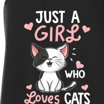 Just A Girl Who Loves Cats Tshirt Cute Cat Lover Women's Racerback Tank